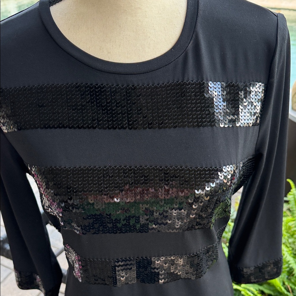Michael Kors Black Sequin 3/4 Sleeves Dress - Picture 2 of 8